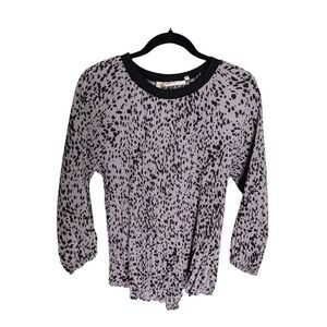 Available by Angela Fashion Animal‎ Print Blouse Beige Black Long Sleeve Women's
